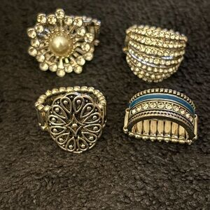 Elegant Silver Women's Stretch Ring Set